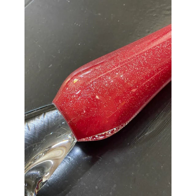 45” Tall Mid Century Modern Italy Aventurine Glass Floor Vase Red With Silver Flecks For Sale - Image 11 of 12