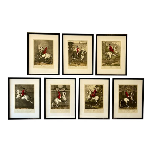 Antique Equestrian/Dressage Prints, Set of Seven, Framed For Sale