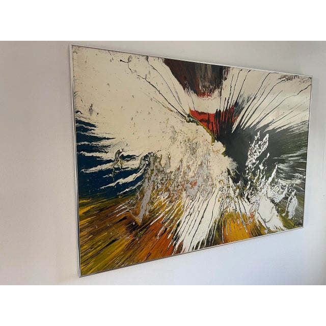 Abstract Mid-Century Modern Multicolored Abstract Expressionist Signed Painting For Sale - Image 3 of 13