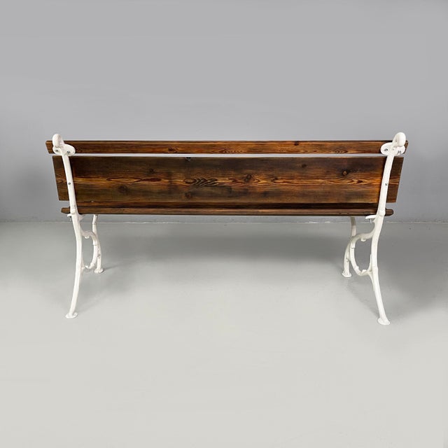 Italian Art Deco Wooden and White Cast Iron Bench, 1930s For Sale - Image 4 of 18