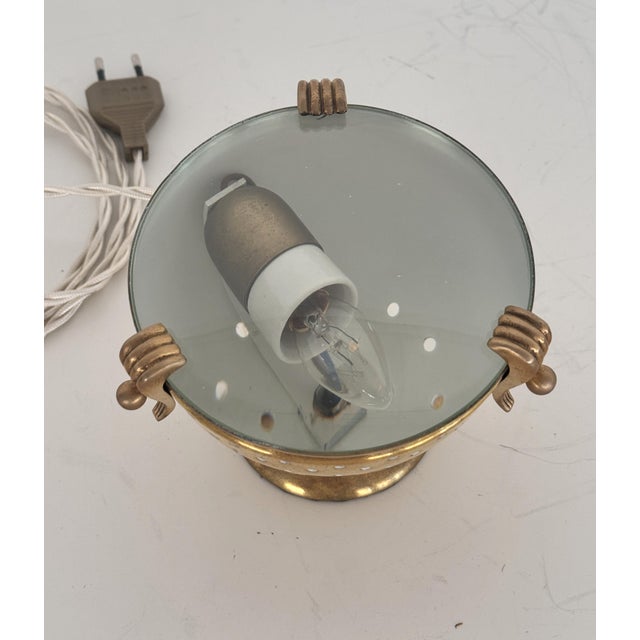 Gold Vintage Italian Brass and Glass Table Lamp from Fontana Arte, 1950s For Sale - Image 8 of 18