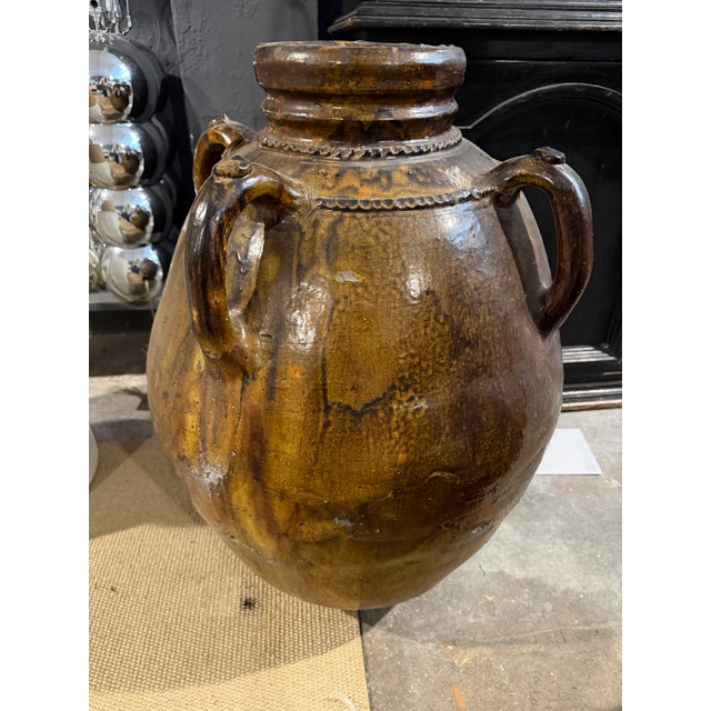 Early 20th Century Antique 19th-C. South of France Glazed Earthenware Olive Oil Jar For Sale - Image 5 of 7