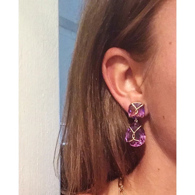 Christina Addison Multi Prong Three Stone Drop Earring For Sale In New York - Image 6 of 12