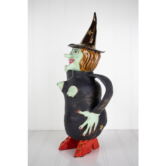 Late 20th Century Signed, Dated Postmodern Feminist Sculptural Teapot Pottery - Witch Teapot, 1998 For Sale - Image 5 of 16