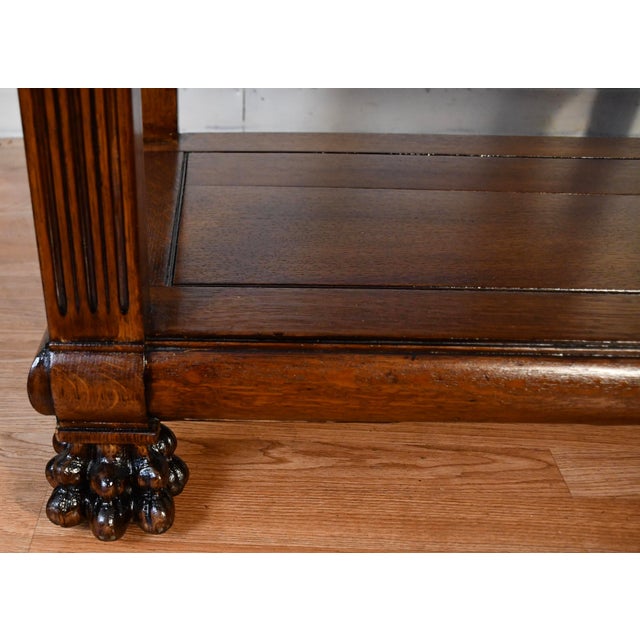1900 Antique Rj Horner Solid Tiger Oak Carved Griffin Server / Buffet For Sale - Image 11 of 18