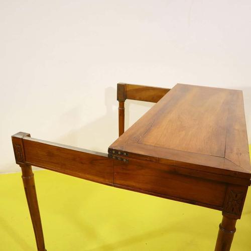 Wooden Game Table with Drawer and Geometric Carvings For Sale - Image 15 of 16