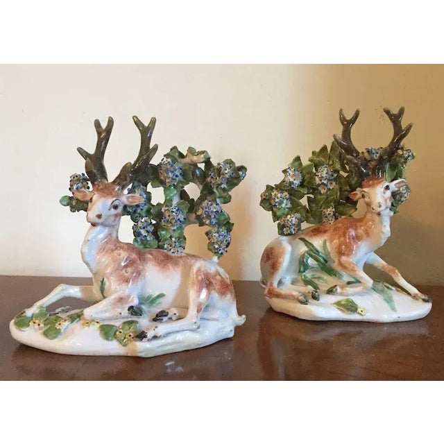 Traditional 18th Century English George III Derby Porcelain Recumbent Stag Models - a Pair For Sale - Image 3 of 11