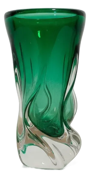 Handblown Art Glass Vase in Green by Josef Hospodka, 1960s