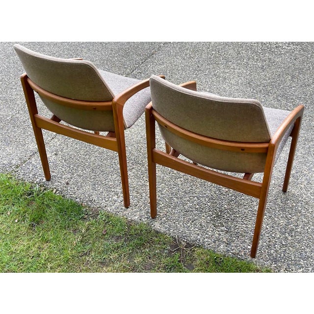 Mid 20th Century Pair of 1960s MCM Danish Henning Kjaernulf Teak Dining Chairs For Sale - Image 5 of 8