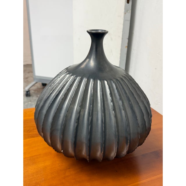 Contemporary Studio a Home for Global Views Ceramic Fluted Vase For Sale - Image 3 of 12
