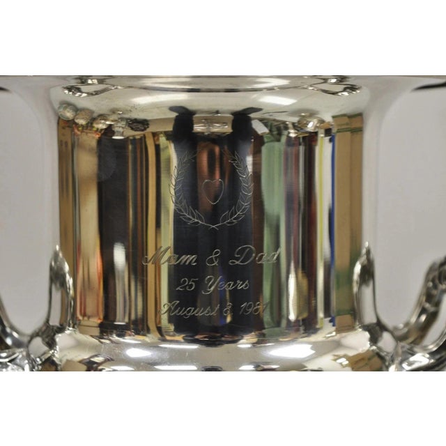Traditional Late 20th Century Gorham Newport Silver Plated Trophy Cup Champagne Chiller Ice Bucket Engraved For Sale - Image 3 of 12