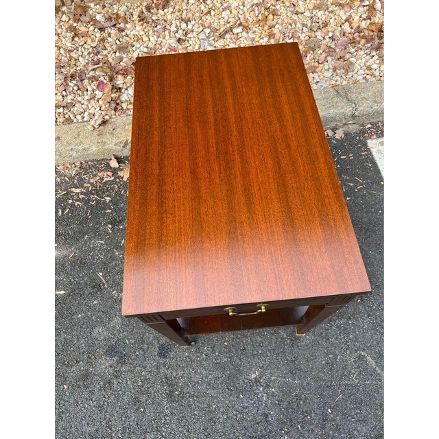 Mersman Furniture Vintage Federal Style Mahogany 2 Tier Side Table on casters Dovetail joint construction, tapered legs,...