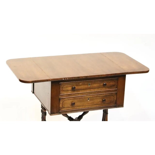 Traditional Antique Double Sided Mahogany Drop Leaf Lamp or Accent Table. For Sale - Image 3 of 5