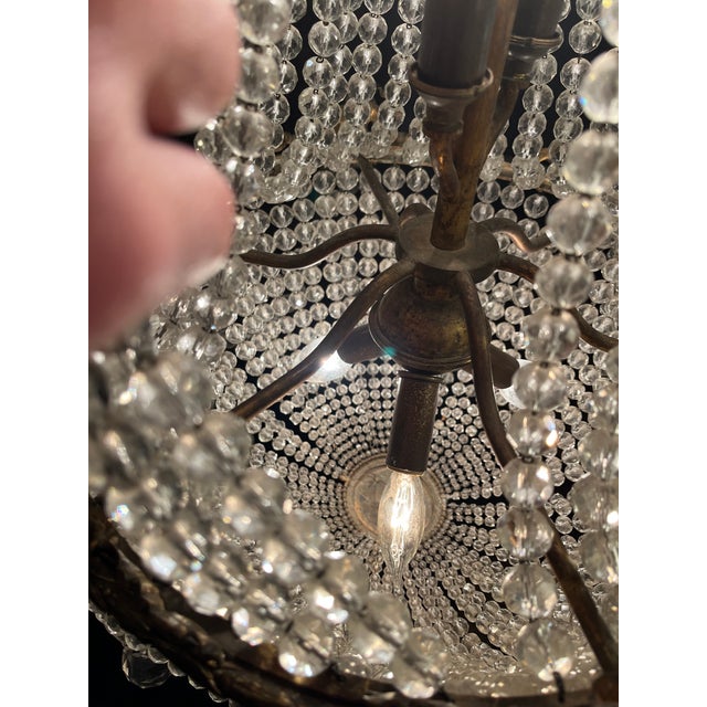 Metal 19th Century French Empire Crystal Basket Chandelier For Sale - Image 7 of 15