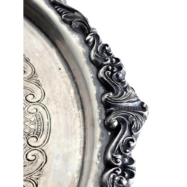 Silver Vintage Silver Plated Pedestal Cake Stand by Sheridan Silver For Sale - Image 8 of 14