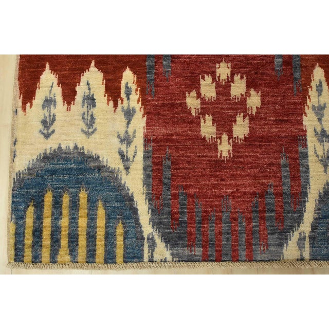 Ikat Rug 10’3” X 13’11” Beige Red Wool Modern Hand-Knotted Oriental Carpet For Sale - Image 12 of 15