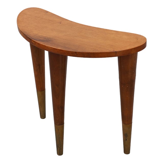 Small Table in Wood and Brass in the style of Gio Ponti, Italy, 1950s For Sale