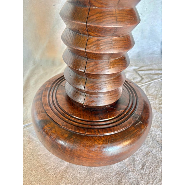 20th Century French Walnut Pedestal Side Table in the Style of Charles Dudouyt For Sale - Image 6 of 14