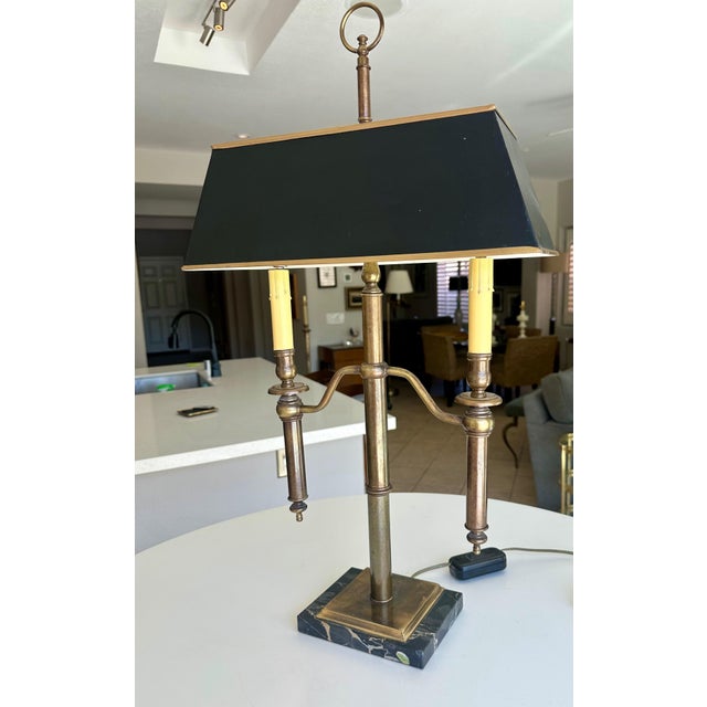 Brass Brass French Directoire Style Bouillotte Tole Table Lamp For Sale - Image 8 of 16