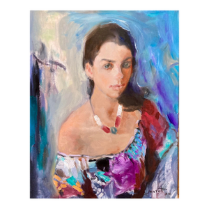 Vintage Portrait of a Young Woman by Murat Kaboulov 1939-2010