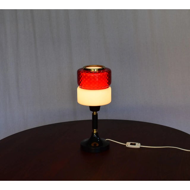 Red Large Mid-Century Table Lamp, 1960s For Sale - Image 8 of 9