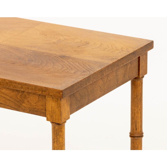 Late 20th Century Modern Faux Bamboo Oak Side Table For Sale - Image 5 of 7