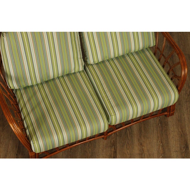 Coastal South Sea 'New Kauai' Rattan Loveseat With Sunbrella Cushions For Sale - Image 3 of 18