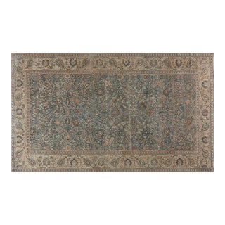 Antique Persian Tabriz Rug in Blue and Brown For Sale