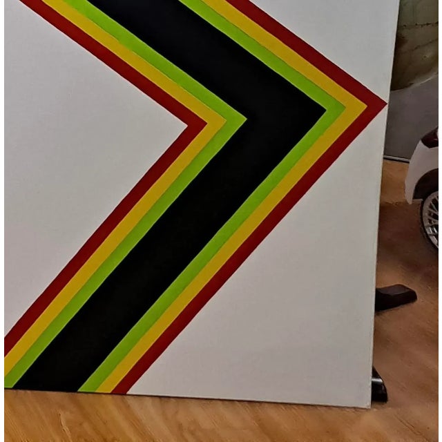 Pair of Mid Century Geometric Abstract Paintings Signed "GAC", Dated 1972 Numbered I & II Oil on canvas