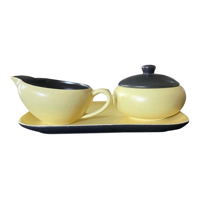 Art Deco Vintage German Sugar Bowl and Creamer by Nasco - Set of 3 For Sale