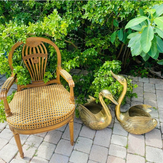 Monumental Sculptural Brass Swans Planters Restored - A Pair For Sale - Image 9 of 11
