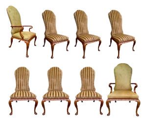 Dennis & Leen Queen Anne Horsehair and Chenille Dining Chairs- A Set of 8