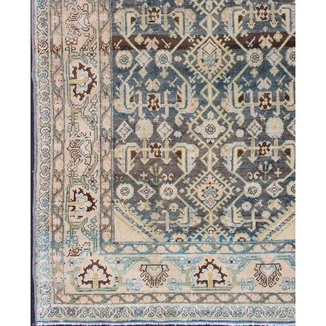 Antique Persian rug with blue field and cream cornices, Keivan Woven Arts / rug country of origin / type: Iran / Malayer,...