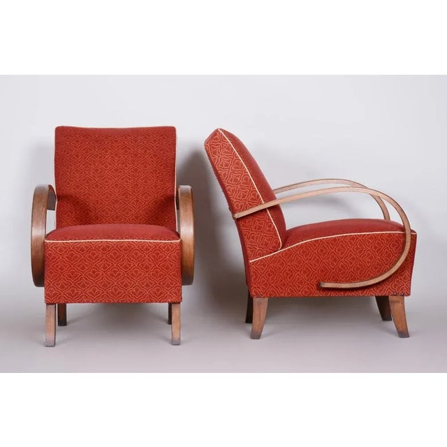 Set of Art Deco Armchairs in Beech attributed to J. Halabala for Up Závody, Czech, 1930s For Sale - Image 4 of 9