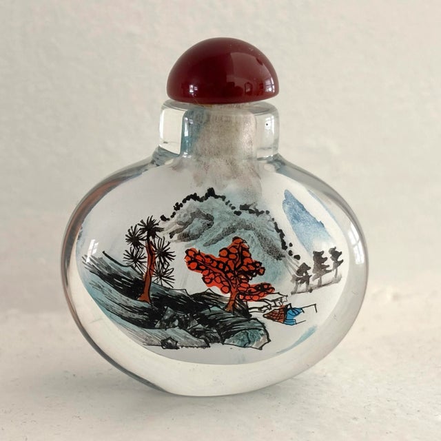 Chinese Antique Chinese Reverse Painted Glass Snuff Bottle For Sale - Image 3 of 6