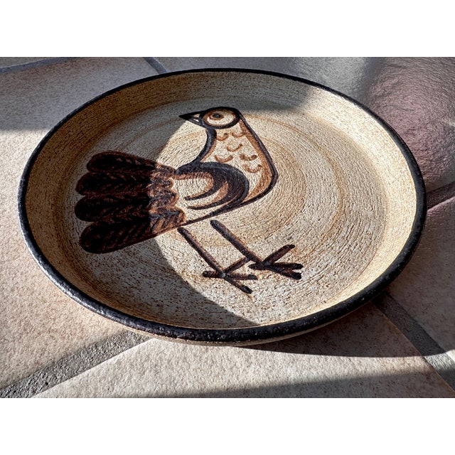 Studio Ceramic Art Plate with Bird Motif from Sgrafo Modern, Germany, 1960s For Sale - Image 4 of 9