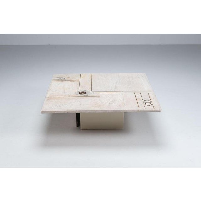 1970s Brutalist Square White Coffee Table, Netherlands, 1970s For Sale - Image 5 of 14