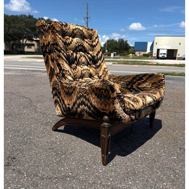 Mid Century Castro Convertible Tufted Lounge Chair & Otto For Sale In Tampa - Image 6 of 11