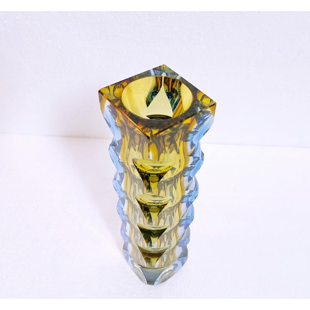 Blue Vintage Czech Bohemian Glass Vase by Oldřich Lípský for Exbor, 1962 For Sale - Image 8 of 15