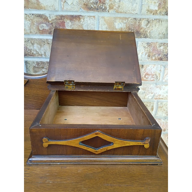 Wood Antique Victorian Revival Chiffonier High Chest With Ornate Scrollwork, Circa 1910 For Sale - Image 7 of 17
