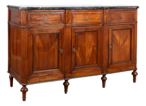 20th Century French Marble Top Mahogany Sideboard Buffet