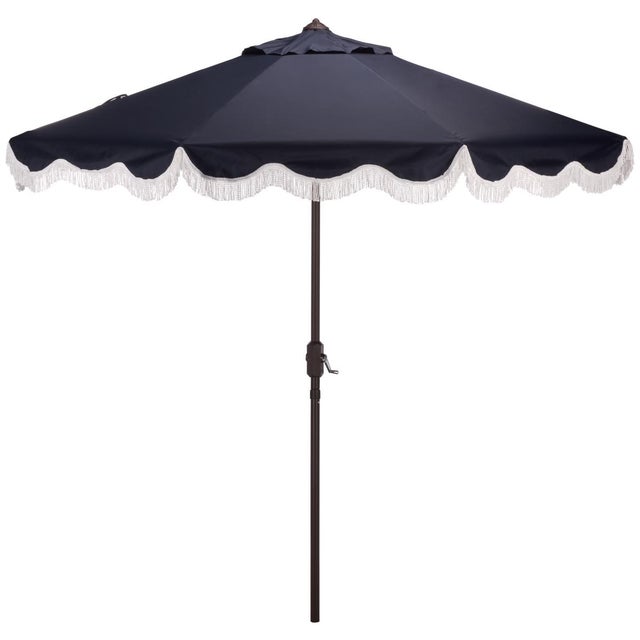 Torsa 9 Ft Crank Umbrella, Navy/Brown Pole For Sale - Image 9 of 9