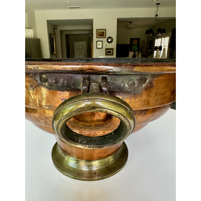 French Antique Copper & Brass Champagne Cooler or Planter For Sale - Image 16 of 18