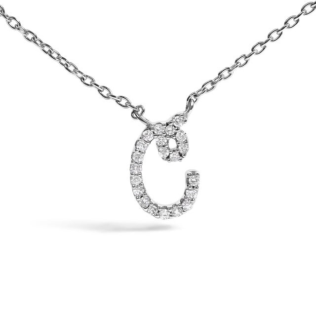 Embrace the elegance of personalization with this stunning 10K White gold pendant, delicately crafted into a flowing...