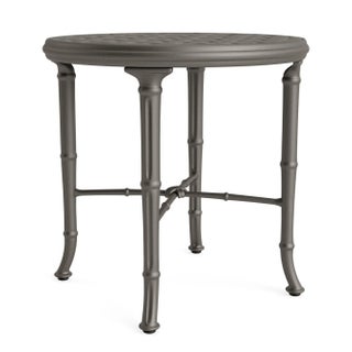 Brown Jordan Calcutta 20" Round Cast Top Occasional Table, Mica frame For Sale