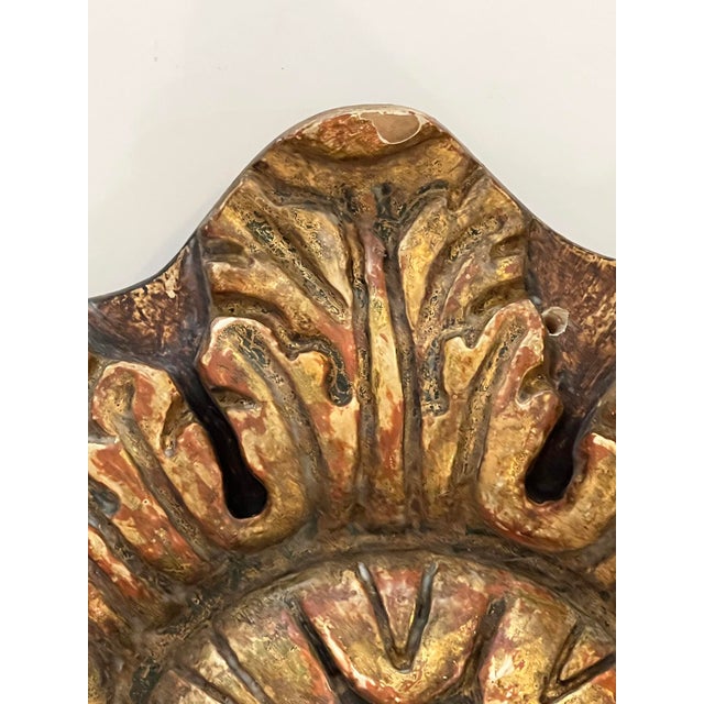Late 19th Century Italian Neoclassical Style Brown Painted and Parcel-Gilt Architectural Medallion For Sale - Image 5 of 6
