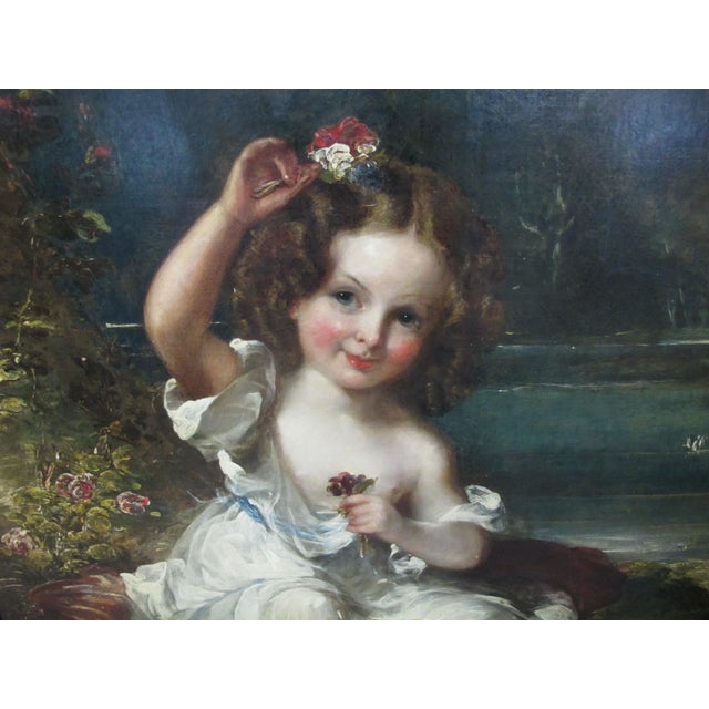 Antique 1832 John Partridge Child Daughter Portrait Oil Painting Original Frame For Sale In Portland, OR - Image 6 of 13