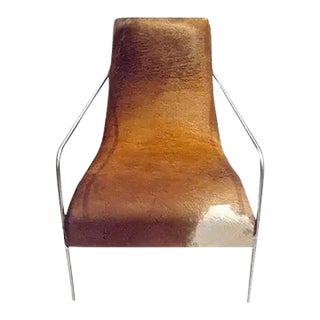 Art Deco Style Cow Hide Upholstered Club Chair For Sale