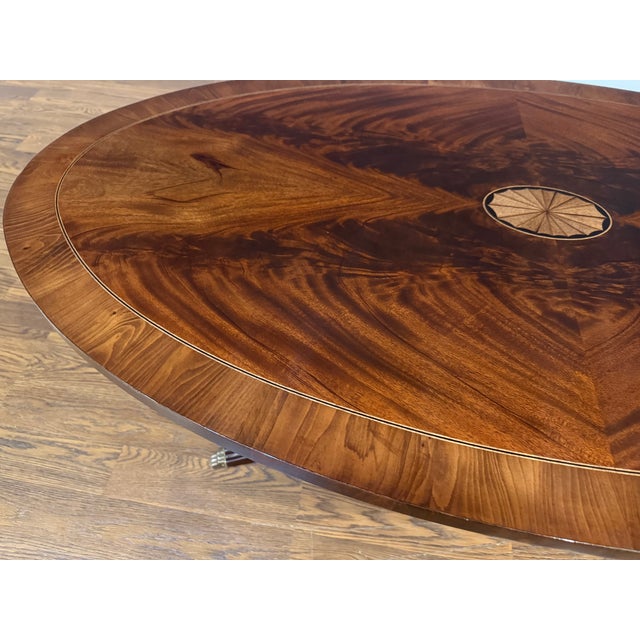Brown Georgian Oval Mahogany Cocktail Table by Leighton Hall - Showroom Sample For Sale - Image 8 of 17