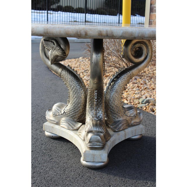 Maitland-Smith Silver Giltwood Dolphin Table For Sale - Image 13 of 18
